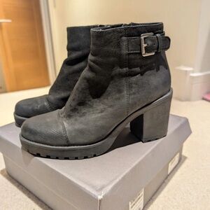 Vagabond Charcoal Heeled Boots with Buckle